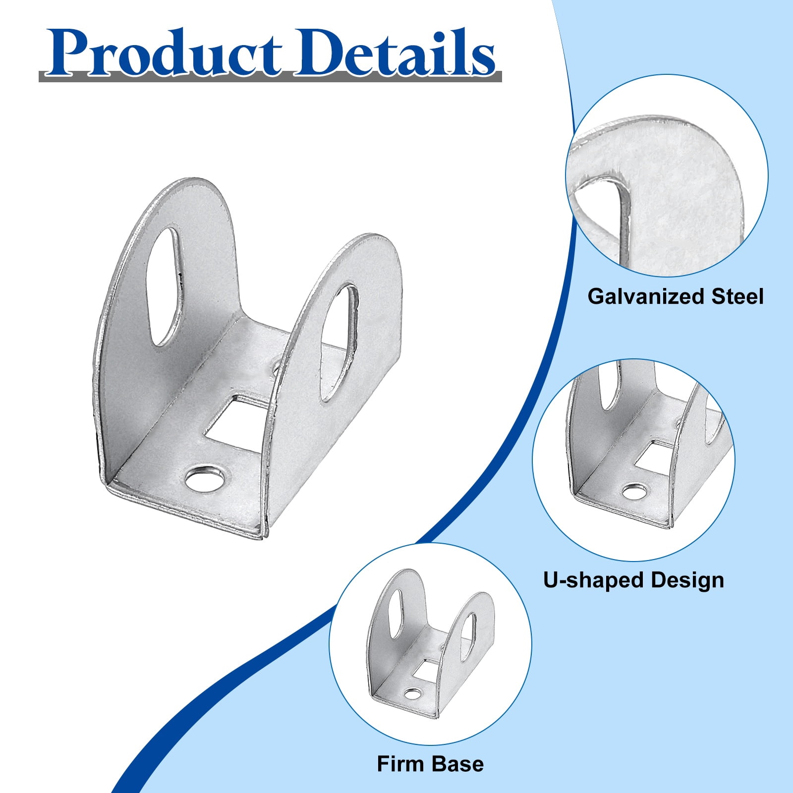 Uxcell 20 Pcs U Bracket for 0.85" Panels, 39 x 27 x 33mm Metal U Shaped Fasteners Brackets for Guardrail or Partitions Connection, Silver