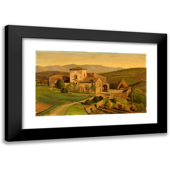 Edward Bruce 14x10 Black Modern Framed Museum Art Print Titled - A Tuscan Farm (ca. 1926-1931)