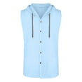 thumbnail image 2 of Male Sleeveless Shirt Summer Casual Button Hooded Hawaii Sleeveless Shirts, 2 of 8