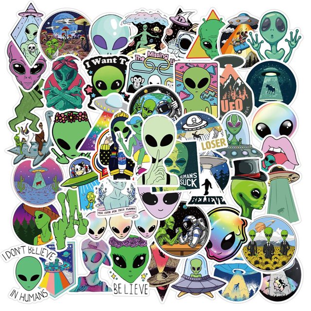 10/30/50Pcs/Set Aliens UFO Cartoon Stickers Skateboard Fridge Phone Guitar Laptop Travel Luggage Classic Toy Decal StickerChina Gong Bohan LED