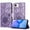 Purple, variant on Wallet Phone Case for iPhone 16e,Emboss Sunflower Design,PU Leather Flip Folding Kickstand,With Card Slots,Magnetic Closure Shockproof Protective Folio Wallet Phone Case,Gray