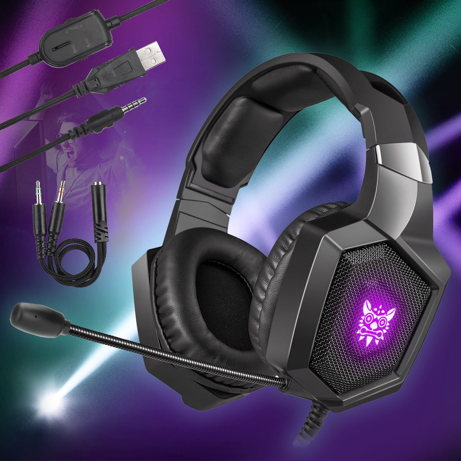 3 5mm PC Gaming Headset Headphone With Noise Cancelling Microphone And 