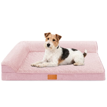 Exclusivo Mezcla Orthopedic Dog Bed with Washable Cover Jacquard Fluff Pet Sofa Bed with 2-Sided Bolsters for Small Dogs 30 &times;20 Pink