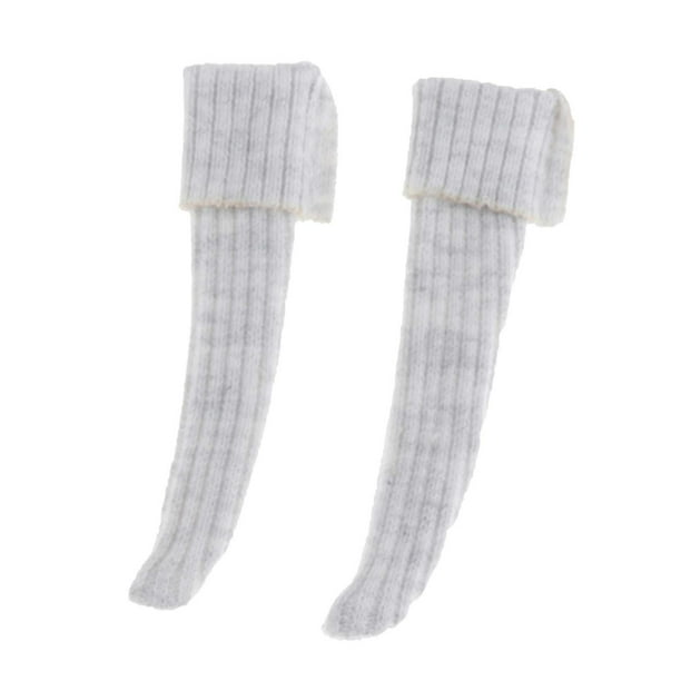 Calcetines largos para muñeca de niña a escala 1/6, calcetines de punto elásticos y bonitos para muñecas de 30 cm. Gris claro