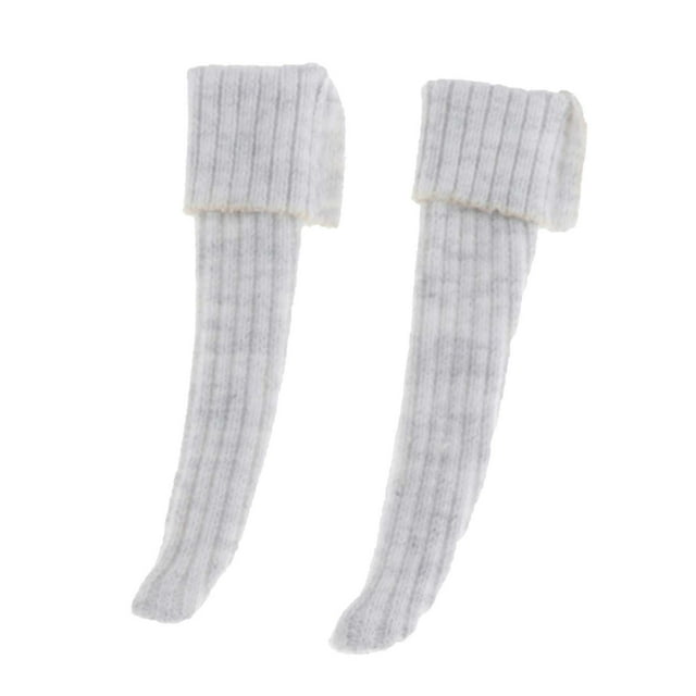 HILABEE Baby Doll Clothes Accessory Handmade Easy to Put Knitting Stocking for 1/6 Dolls Light Gray