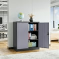 thumbnail image 6 of AUHUP 35" Metal Cabinet with 2 Adjustable Shelves, Home Office Storage Cabinets with Locking Doors, File Cabinet for Warehouse,Garage (Black Gray), 6 of 8