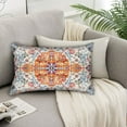 thumbnail image 3 of Orange Blue Pillow Covers 12x20 Inch Set of 2, Boho Throw Pillows Case, Carpet Pattern Ethnic Design Outdoor Decorative Square Linen Farmhouse Decor Cushion Covers for Home Sofa Bed Couch, 3 of 6
