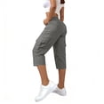 thumbnail image 2 of Kelon Women's Cargo Capri Pant Lightweight Casual Summer Straight Leg Petite Length Cropped Pants Shorts With Pockets 2XL, 2 of 8