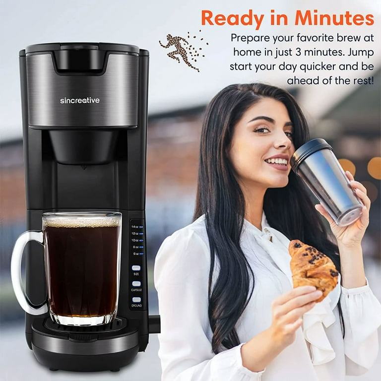  Single Serve Coffee Maker with Milk Frother, 2-In-1