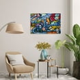 thumbnail image 6 of Framed Canvas Wall Art Colorful Happy Sharks Cartoon Graffiti & Street Art Famous People Pop Art Modern Urban for Living Room, Bedroom, Office(18" W x 12" H，Framed), 6 of 10