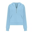 thumbnail image 7 of TOWED22 Women's Half Zip Oversized Sweatshirts Long Sleeve Hoodies Casual Sweaters(Light Blue,S), 7 of 7