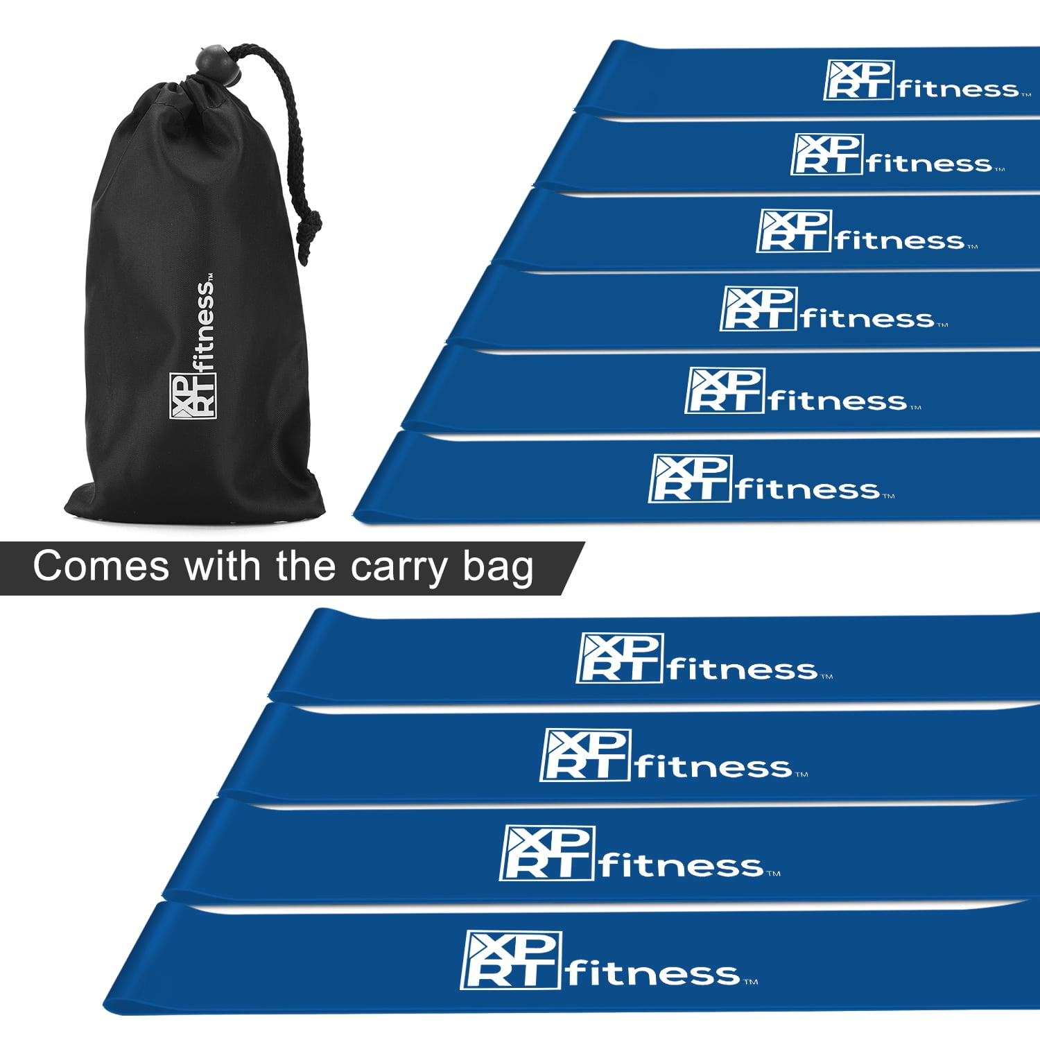 XPRT Fitness Resistance Loop Bands Elastic Exercise Bands Set of 10 - Resistance Level Heavy