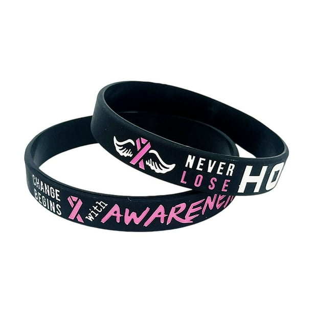 Pulsera de silicona con lazo rosa para el Día de la Concientización sobre las Enfermedades de Mama. Pulsera para la Prevención de las Enfermedades de Mama. Pulsera para el Cuidado de la Salud Femenin