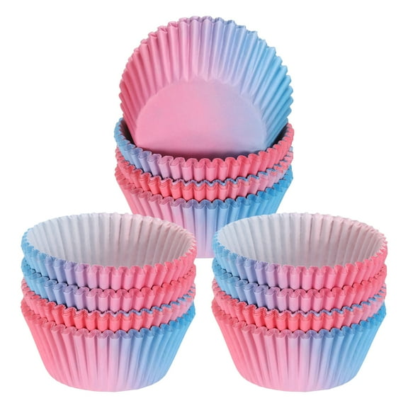 Uxcell 300 Count Cupcake Liners Cupcake Cups Standard Size Muffins Liners Papers Baking Cups Wrappers Greaseproof Pink Blue Gradient