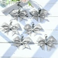 thumbnail image 6 of Triani 6Pcs Cheerleader Bow Keychain Rhinestones Sequin Bow School Senior Cheer Bow Accessories Lanyard Keychain Girls Gift(Silver), 6 of 7