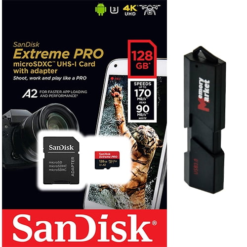 SanDisk Extreme Pro 128GB MicroSD XC Class 10 UHSI Mobile Memory Card