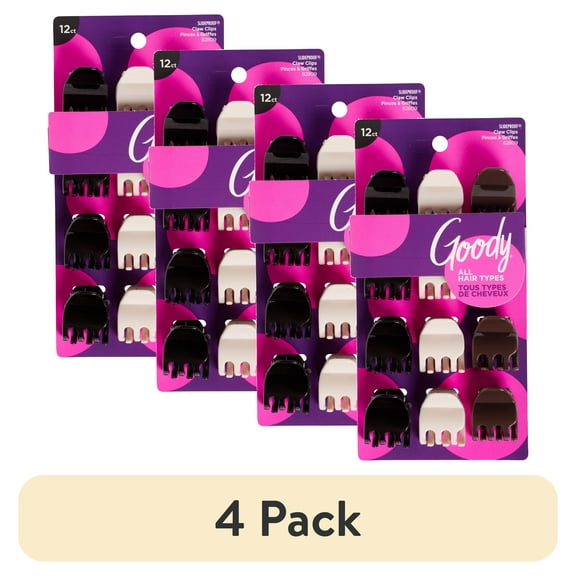 (4 pack) Goody Claw Clips Mini 12Ct Slideproof?? Grip, All Hair Types