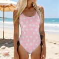 thumbnail image 2 of Delconic Women One Piece Swimsuit Polka Dot Print Scoop Neck Adjustable Side Ties Bathing Suit for Beach Pool Swimwear, 2 of 4