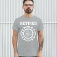 thumbnail image 3 of Tee Hunt Retired Firefighter Badge T-Shirt Fire and Rescue Fire Department Men's Tee, Gray, 4X-Large, 3 of 5