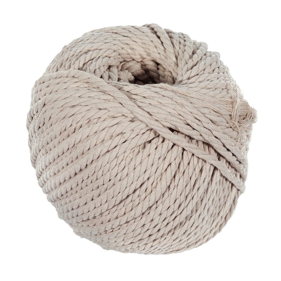 Craft County 50 Meter Skein of 4mm Diameter Crafting Cotton Rope in Black, Gray, Ivory, Light Pink, & Tan