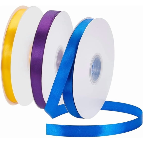 300 Yards Graduation Satin Ribbon 5/8 Inch Decorative Blue Purple Yellow Polyester Grosgrain Craft Ribbons