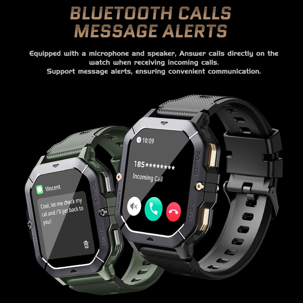Findtime Military Smart Watch for Men (Answer/Make Calls), 2.02" HD Fitness Smart Watch for Android and iOS, 5ATM Waterproof Smartwatch