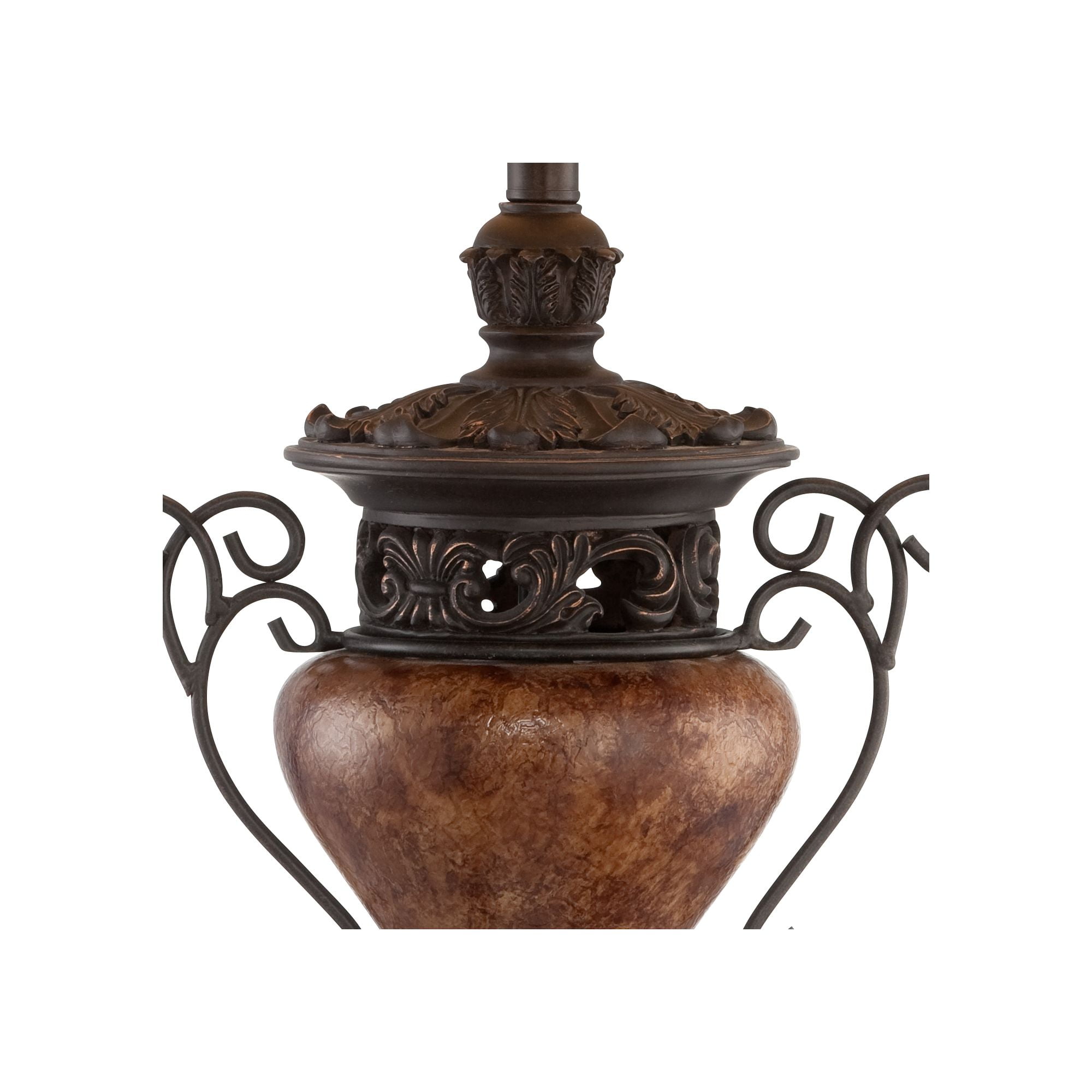 Regency Hill Traditional Table Lamp 31.5" Tall Bronze Crackle Urn Faux Silk Bell Shade for Living Room Family Bedroom Bedside Nightstand
