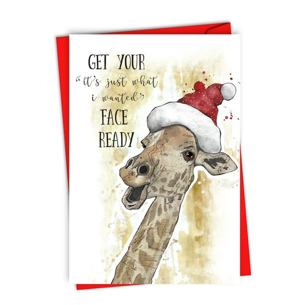 Funny Giraffe Christmas Greeting Card - Animal Humor for Kids, Parents