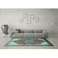 thumbnail image 3 of Ahgly Company Indoor Round Medallion Light Blue Traditional Area Rugs, 5' Round, 3 of 4