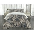 thumbnail image 3 of Ambesonne Marble Print Quilted Bedspread Set 3 Pcs, Ceramic Style Grunge, King Size, Tan Beige Dark Taupe, 3 of 5