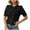 Black, variant on Miluxas Womens Summer Lace Tops Short Puff Sleeve Casual Dressy Blouses Eyelet Crew Neck Button Down Shirts White XL(XL)