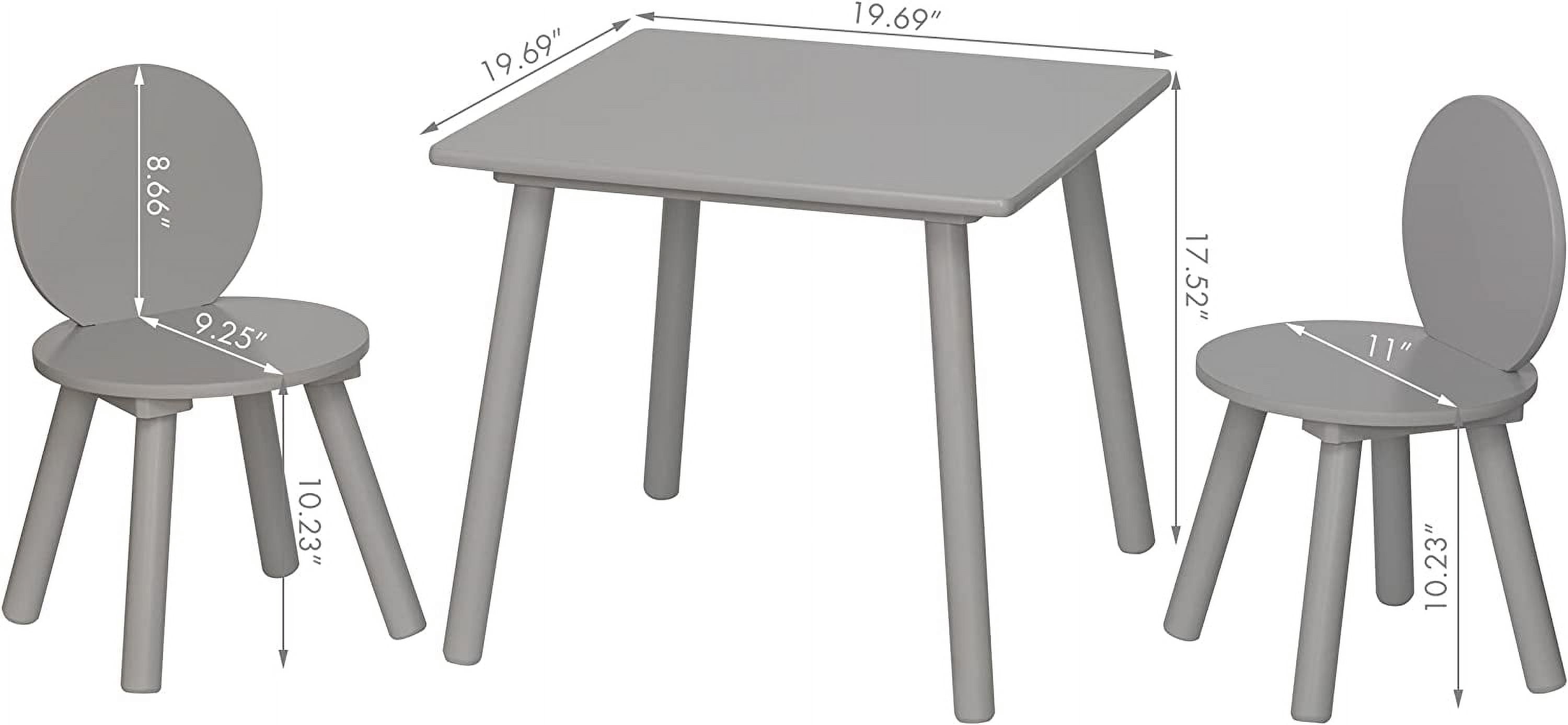 UTEX 3-Piece 2-in-1 Multifunction Kids Activity Table and Chair Set, Gray