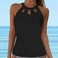 thumbnail image 2 of TOWED22 High Neck Tankini Top Backless Bathing Suit Tops for Women Swimsuit Top Key Hole Swim Top Only(Black,XXL), 2 of 7