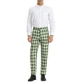 thumbnail image 2 of INSPIRE CHIC Pantalon Habillé pour Homme, devant Plat, Extensible, Pantalon d'Affaires à Carreaux 38 Vert Beige, 2 of 7