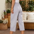 thumbnail image 4 of LYXSSBYX Womens Capris with Pockets Women Casual Solid High Waist Loose Pocket Straight Buttons Long Pants, 4 of 7