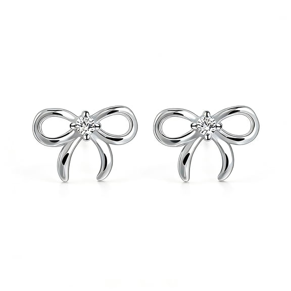 Silver Bow Earrings Bow Huggie Hoop Stud Earrings Wedding Birthday Jewelry Gifts for Women
