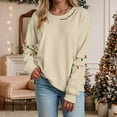 thumbnail image 2 of TTUHYWXI Christmas Sweatshirt for Women Light Sweatshirts Merry And Bright Xmas Long Sleeve Shirts Crewneck Pullover Tops (Beige, XL), 2 of 5