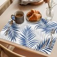 thumbnail image 3 of Navy Palm Leaves Placemats Set of 6 Summer Tropical Botanical Leaf Gray Place Mats Indoor Wipeable Table Mats Washable Cloth Dining Table Placemats for Kitchen Holiday Party Home Decor 13x19 Inch, 3 of 9