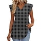 thumbnail image 2 of Craaazy Womens Casual V-Neck Ruffle Sleeve Top with Polka Dot Ombre Plaid Prints for Brunch and Vacation Outfits Gifts, 2 of 9