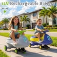 thumbnail image 2 of Ktaxon Electric Wiggle Car with Pedal for Kids, 2 Speed Ride-On Car Toy, 12V Rechargeable Battery, Anti-Rollover, Flashing Wheels, Bluetooth, Colorful lights, for Ages 3+, Gray, 2 of 8