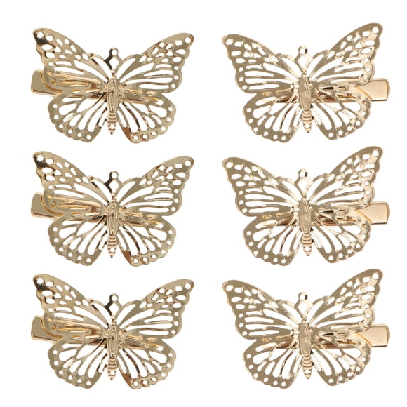 12pcs Butterflies Hair Clips Metal Hair Clamps Metallic Hollow Hairpins