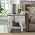 thumbnail image 4 of IVV Contemporary Side Table in Weathered Gray and Beige Finished, 2-Tier Storage Bedside Nightstand Small End Desk for Bedroom, Living Room, 4 of 5