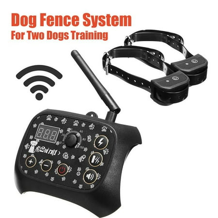 Fence Trainer - iMeshbean Outdoor Wireless Dog Training Shock 2 Collar Fence Pet Electric Trainer System