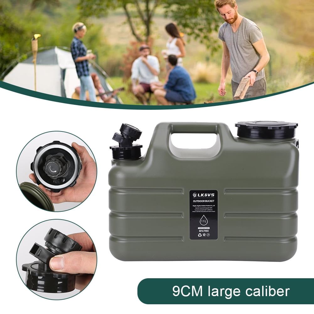 Yucurem 3 Gallon Water Container with Spigot, No Leakage Camping Water Jug, Portable Water Storage Tank for Emergency Outdoors Camping Hiking Picnic, Green