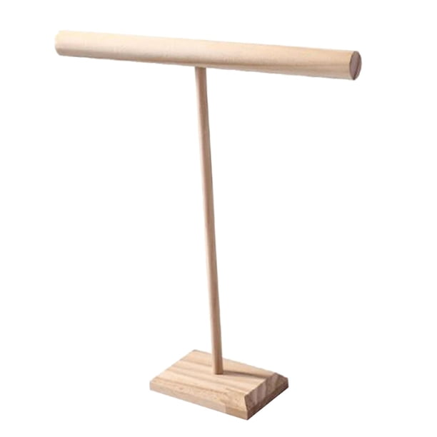 Soporte de barra en forma de T para joyería, soporte para joyas, tocador de madera, organizador de joyas estable L