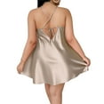 thumbnail image 4 of Wdfiry Nightgowns for Women Comfortable Homewear Silk Satin Spaghetti Strap Nightshirt Solid Color Plus Size Sleeveless Tie Short Nightdress, 4 of 5