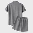 thumbnail image 3 of SHIXIAOO Men's Summer Suits Casual Loose Fit Shorts Button Drawstring Outfit Comfortable Breathable Daily Wear Non Stretch Lightweight Men Vest and Pants Set Suits Man Formal Mens Suit Lapels for Men, 3 of 8