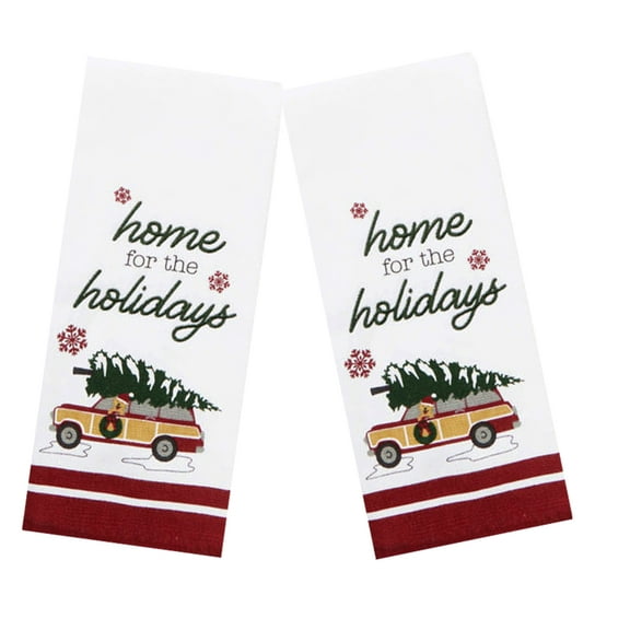 Winter Wonder Lane Kitchen Towels 2-Pack Set Christmas Holiday Print Dual-Sided Cotton,15 x 25