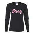 thumbnail image 2 of Wild Bobby Pray Bubble Letters Inspirational/Christian Women Graphic Long Sleeve Tee, Black, Small, 2 of 6