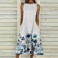 thumbnail image 2 of Babysbule Womens Summer Dresses, Women's Summer Round Neck Sleeveless Scenic Floral Printed Pocket Dress, 2 of 3
